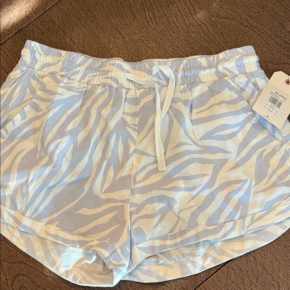 Billabong Blue and White Zebra Print Shorts